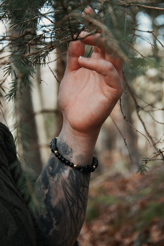 Armband Onyx & Turmalin & Schneeflockenobsidian