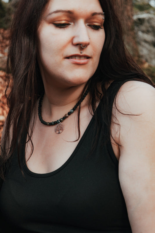 Halskette Lavastein & Moosachat