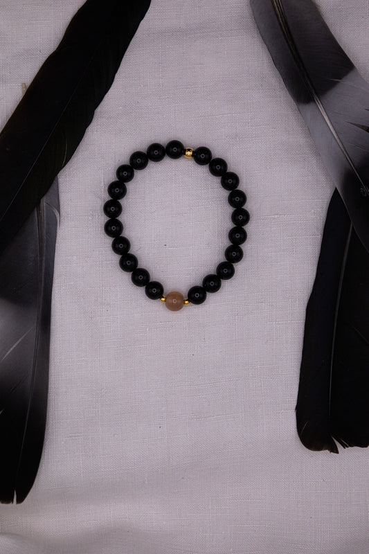 Armband schwarzer Turmalin & Mondstein