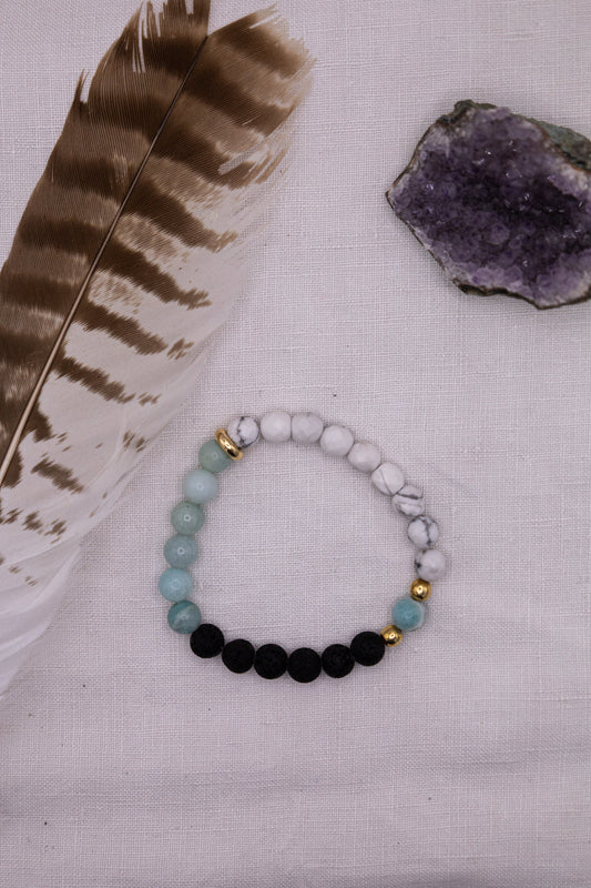 Quelle - Magnesit, Amazonit & Lavastein