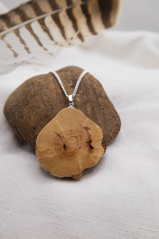 Baumperlenhalskette Buche#1 silver