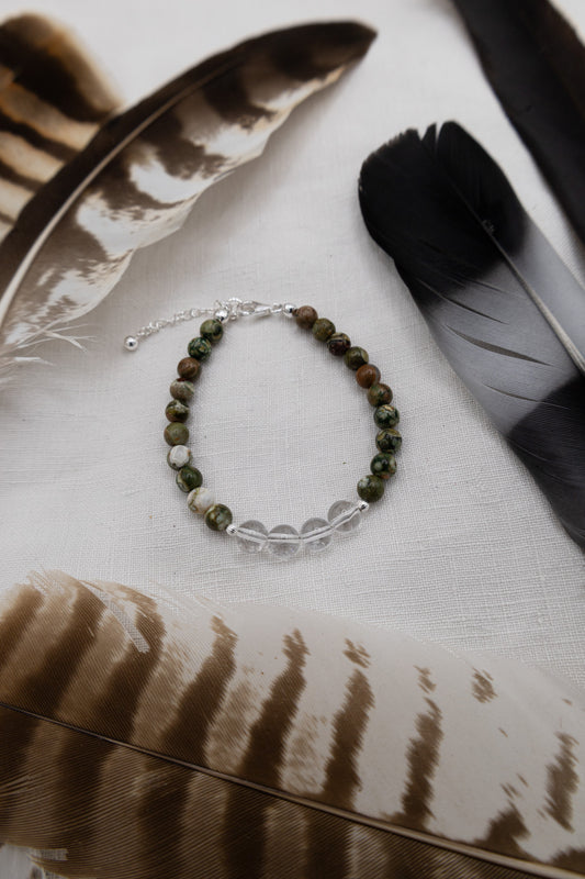 Armband mit Rhyolith & Bergkristall