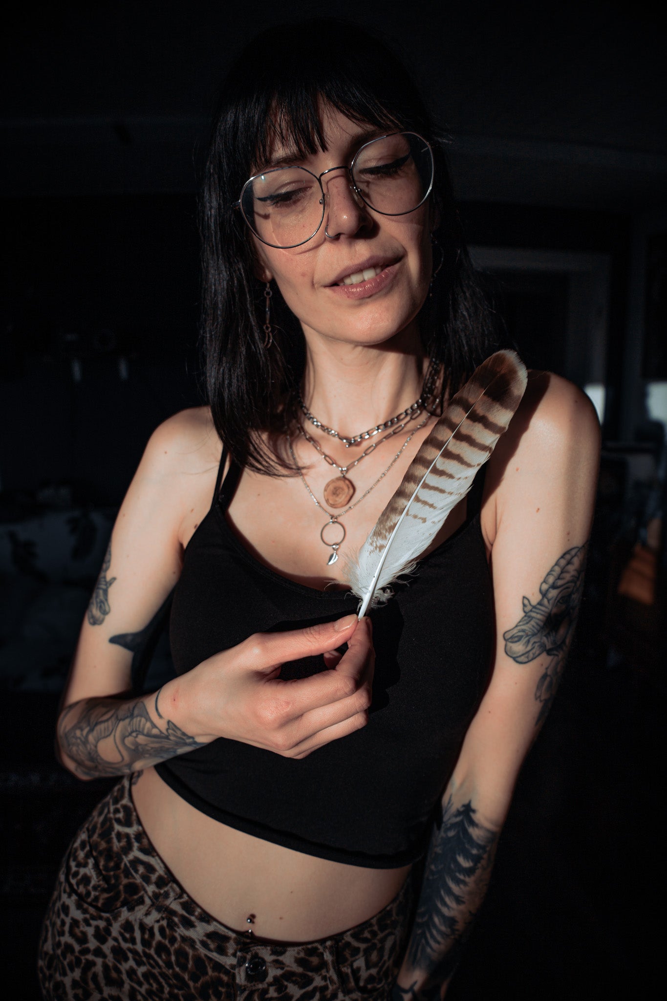 Halskette Steel Blattgrün