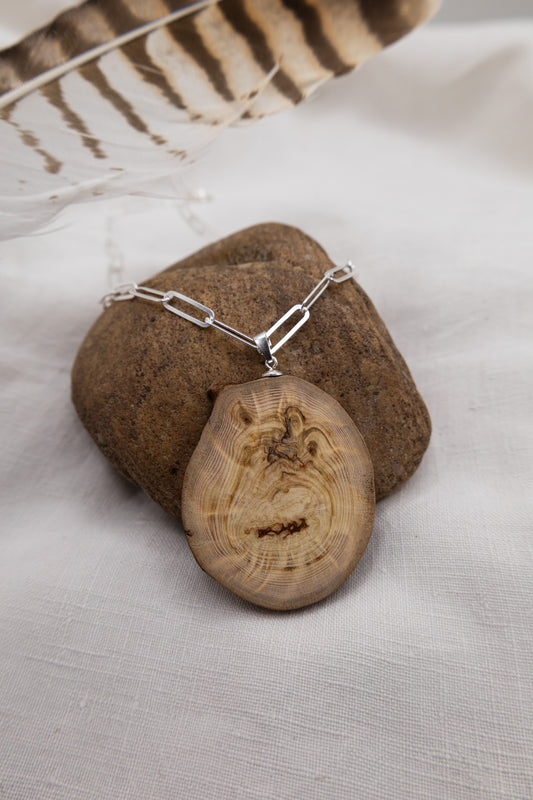 Baumperlenhalskette Fichte#1 silver