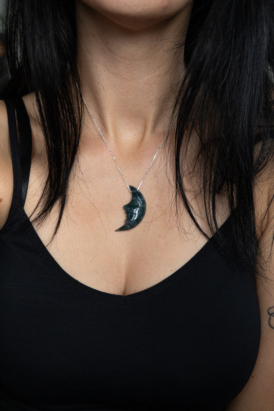 Halskette Moosachat-Mond