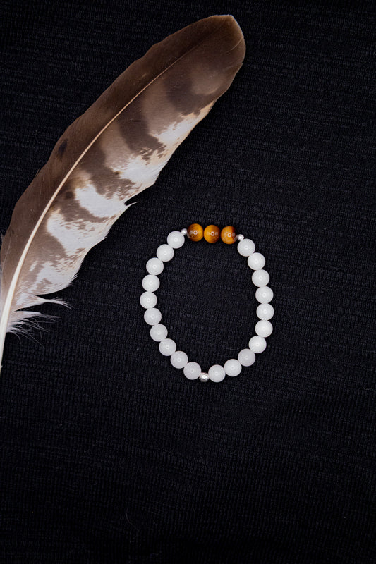 Sonnenherz – Weiße Jade & Tigerauge